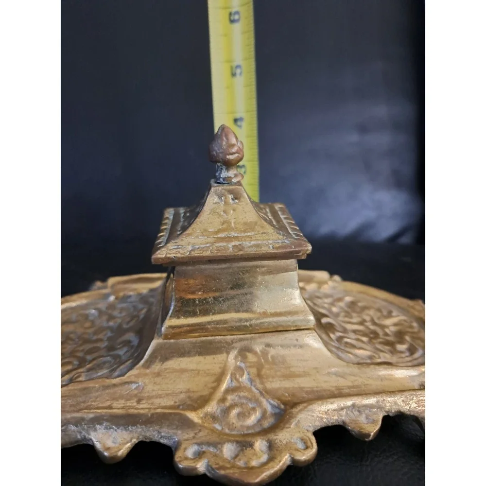 Vintage Brass Metal Ornate Inkwell Made‎ In Japan